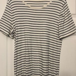 White and black stripe knit top